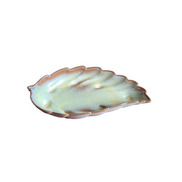Vintage Frankoma Pottery Large Leaf Dish Desert Gold #226 Fall Cottage Grandma - Picture 5 of 7
